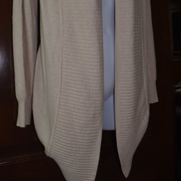 Lola Cardigan Small Medium Long Sleeve High Low Tan Open Front Sweater - Picture 8 of 14